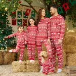 Traditional Christmas Print Family Matching Pajamas Sets (Flame resistant) Red image 4