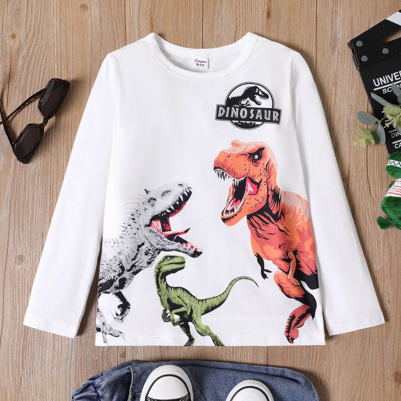 T-shirt à Manches Longues à Imprimé Dinosaure Pour Garçon