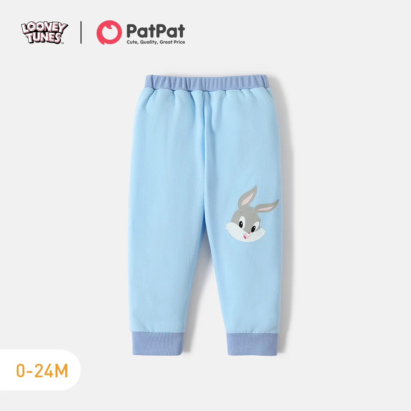 Looney Tunes Baby Boy/Girl Animal Embroidered Long-sleeve Sweatshirt/ Sweatpants/ Vest Light Blue