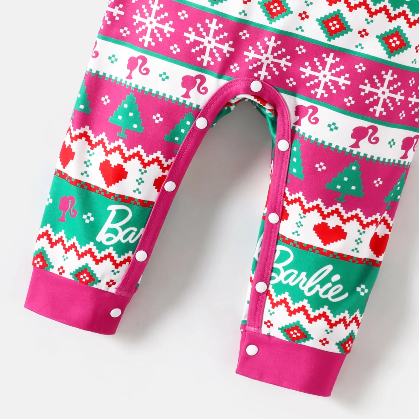 Barbie Christmas Mommy and Me Hot Pink Long-sleeve Graphic Print Pajamas Sets (Flame Resistant) Hot Pink image 5