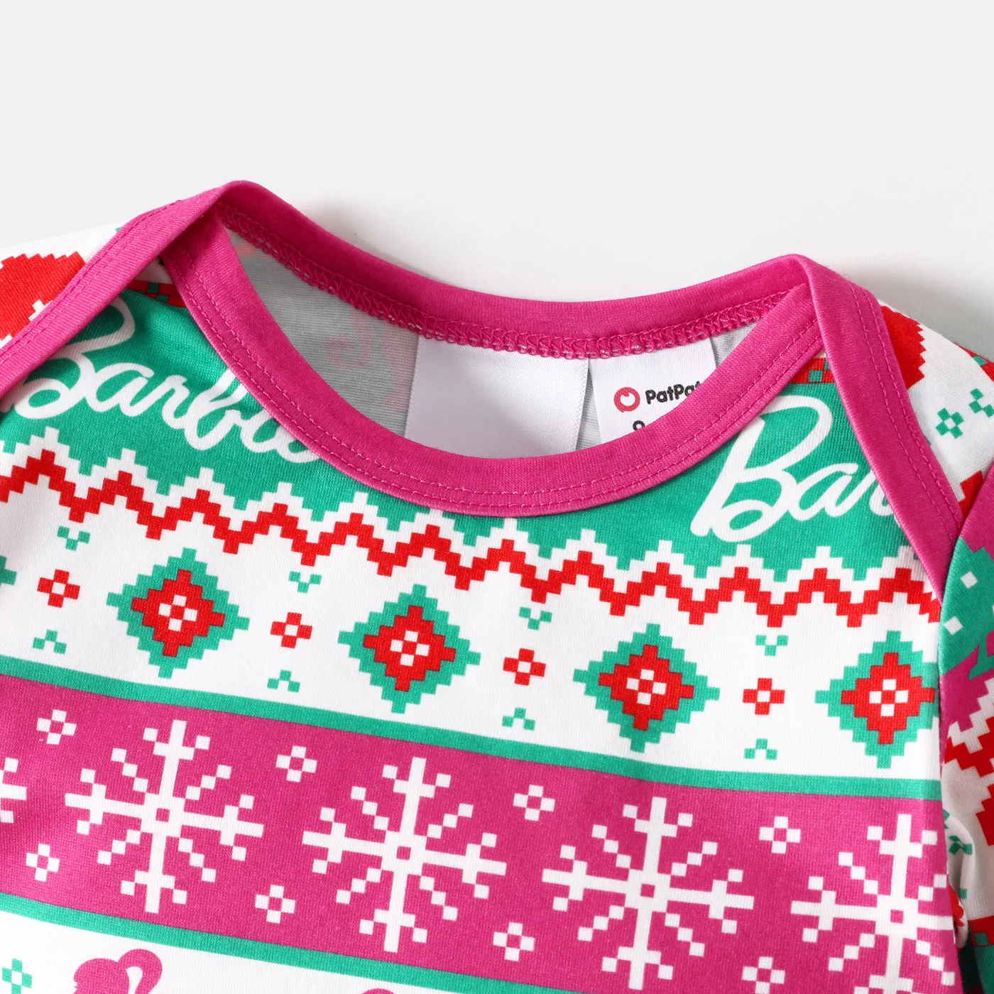 Barbie Christmas Mommy and Me Hot Pink Long-sleeve Graphic Print Pajamas Sets (Flame Resistant) Hot Pink image 3
