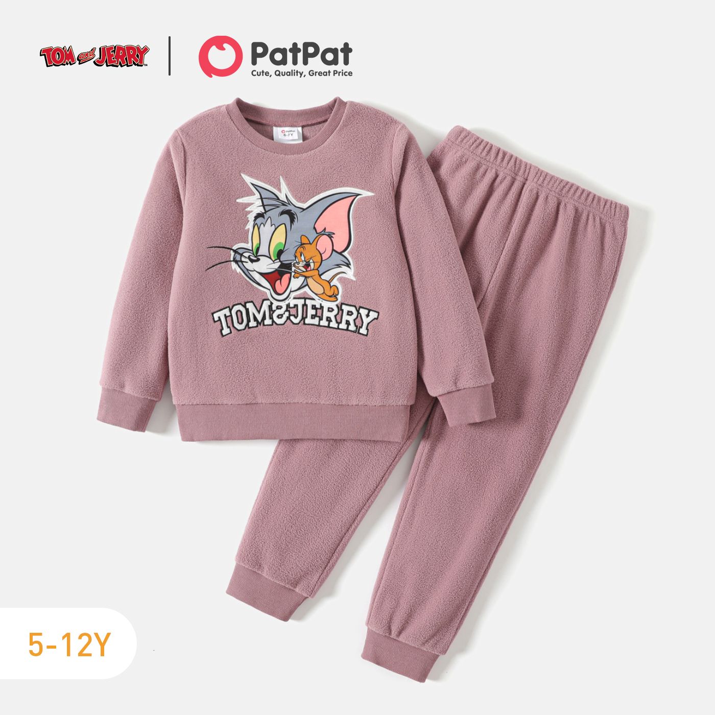 

Tom and Jerry 2pcs Kid Girl/Boy Letter Print Fleece Sweatshirt and Elasticized Pants Set