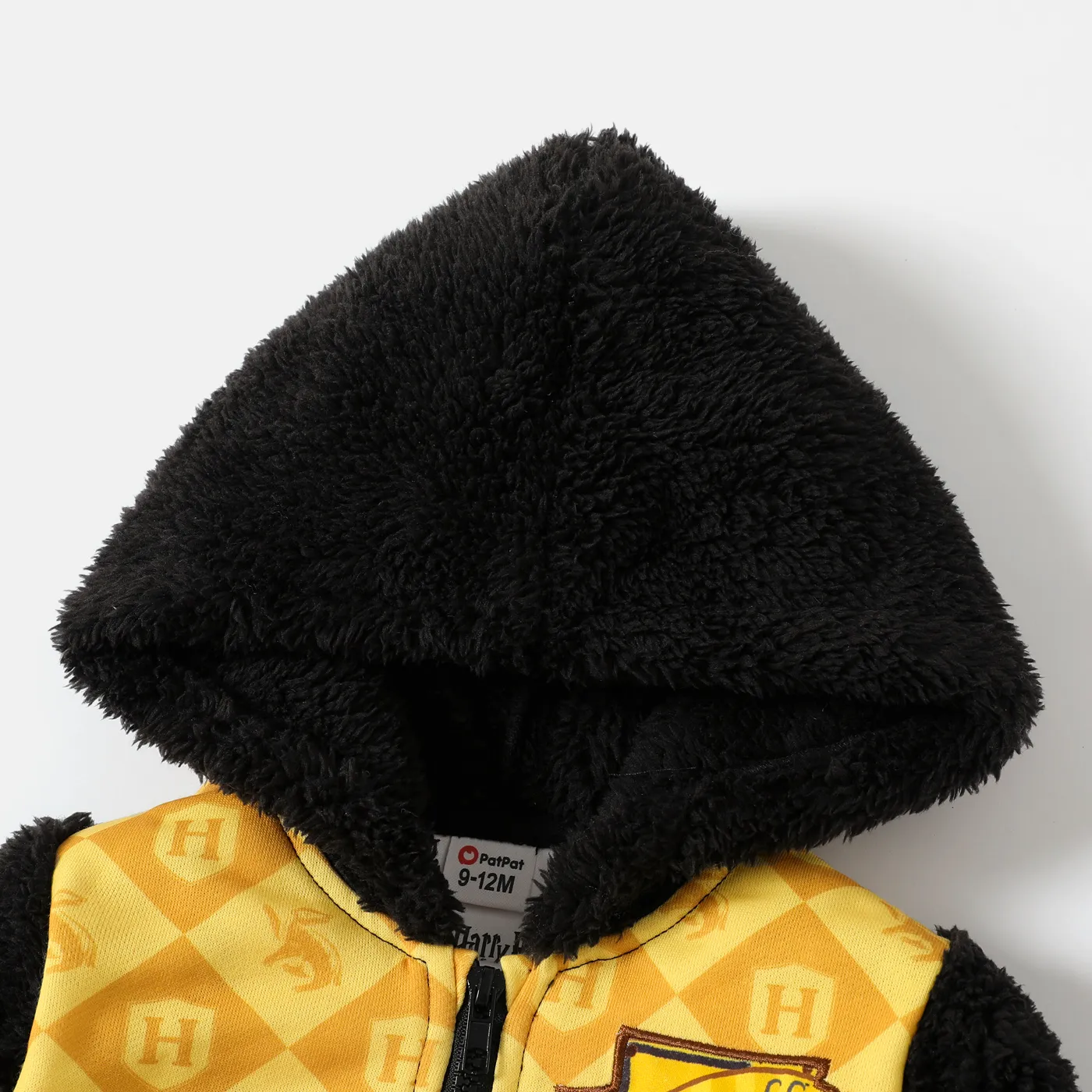 Harry Potter Baby Boy/Girl Fuzzy Hooded Long-sleeve Badge Decor Graphic Zipper Jacket Yellow image 3