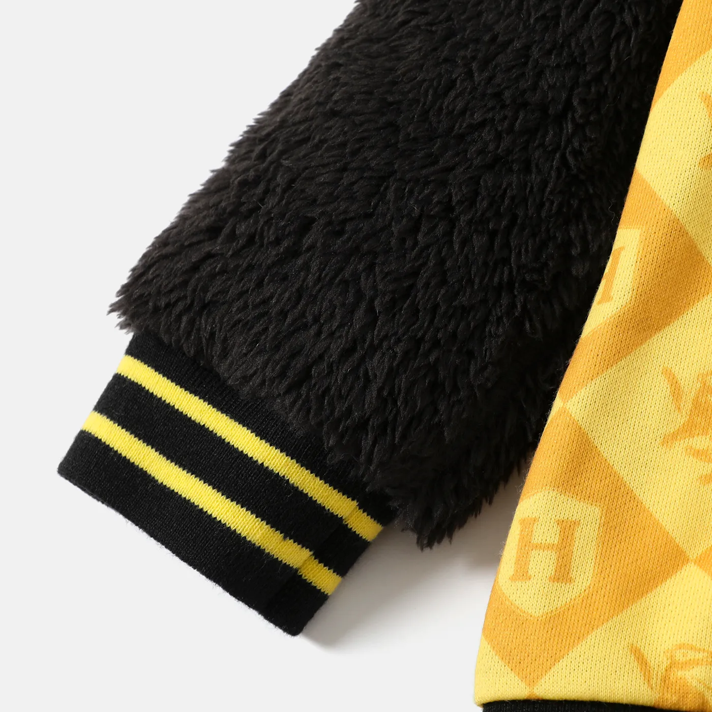 Harry Potter Baby Boy/Girl Fuzzy Hooded Long-sleeve Badge Decor Graphic Zipper Jacket Yellow image 5