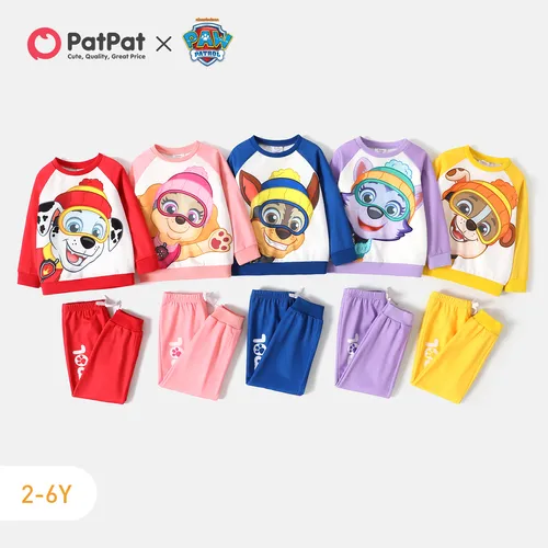 PAW Patrol 2pcs Toddler Girl/Boy Colorblock Raglan Sleeve Sweatshirt and Elasticized Pants Set