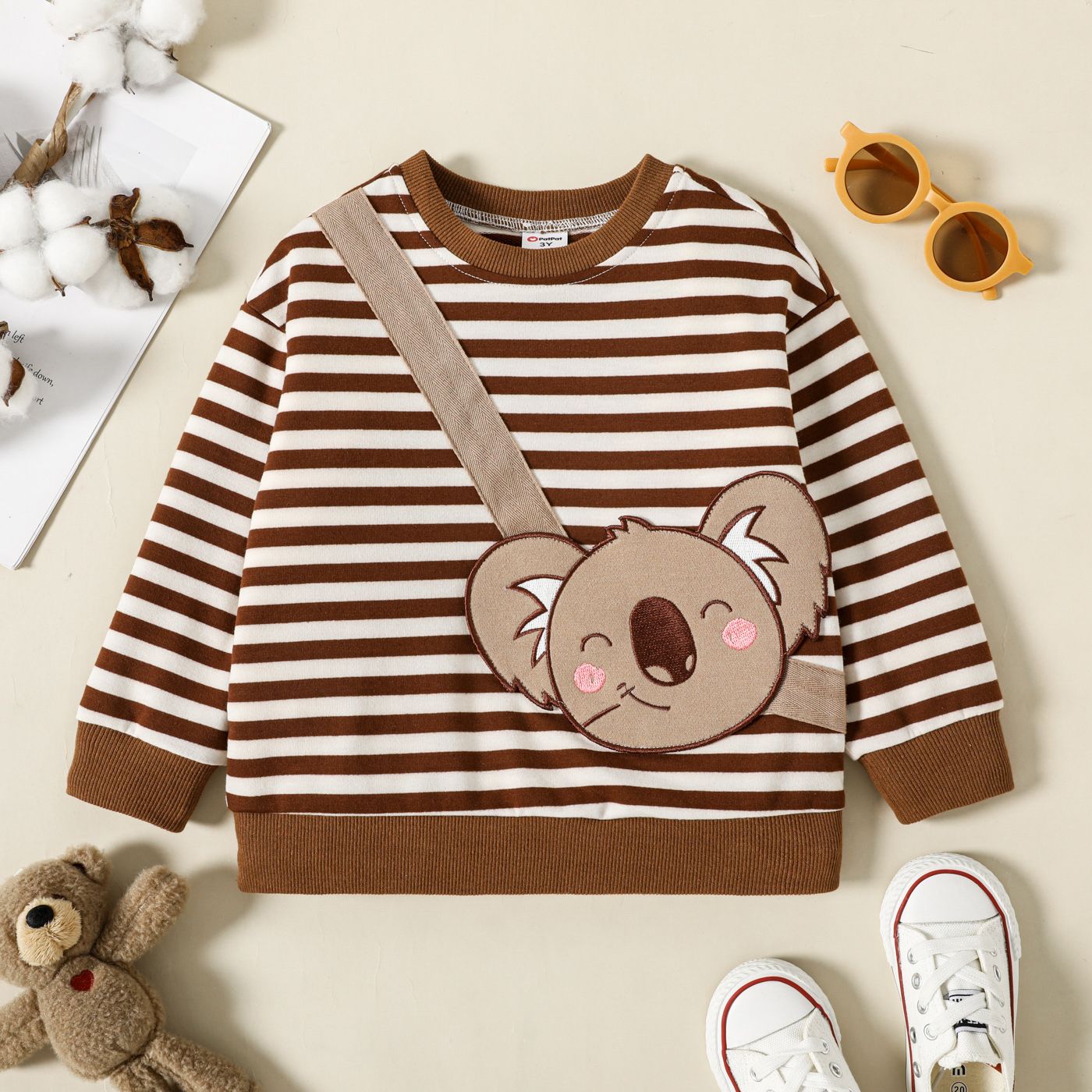 

Toddler Boy Animal Embroidered Stripe Pullover Sweatshirt