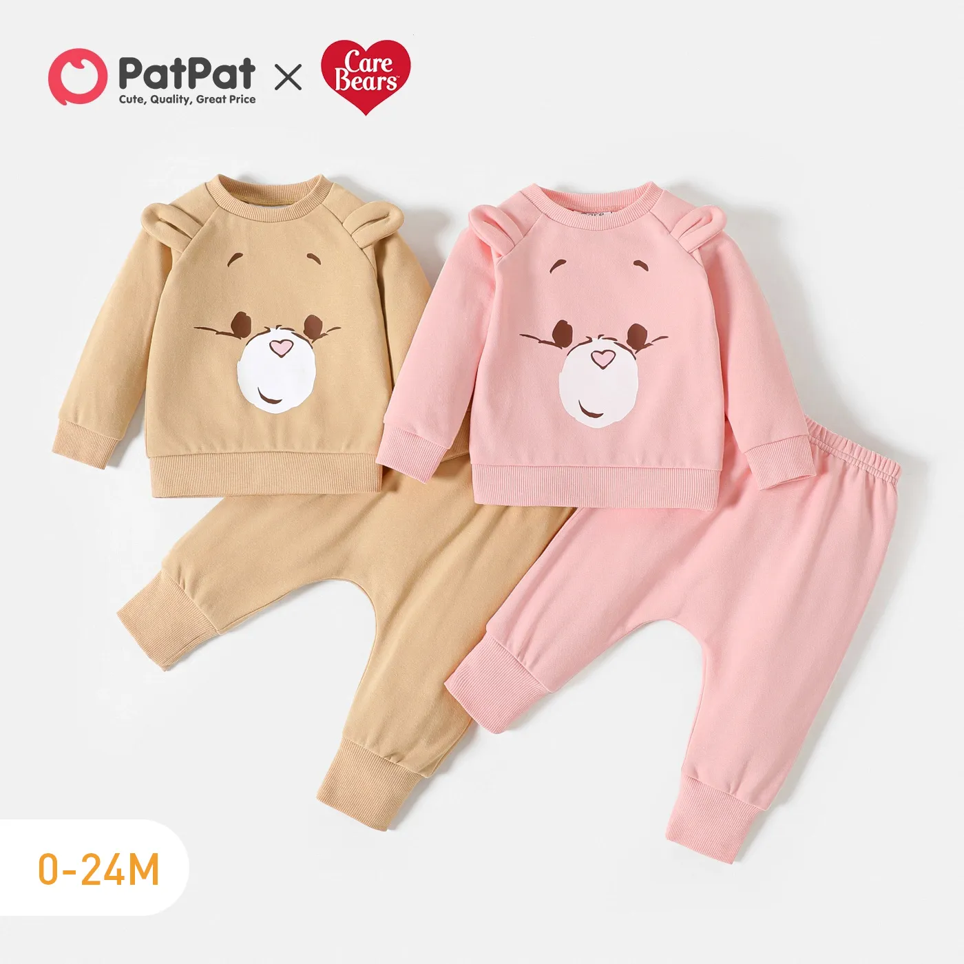 Ursinhos Carinhosos 2 unidades Bebé Menina Hipertátil/3D Urso Casual Manga comprida Conjunto para bebé Rosa Claro image 6