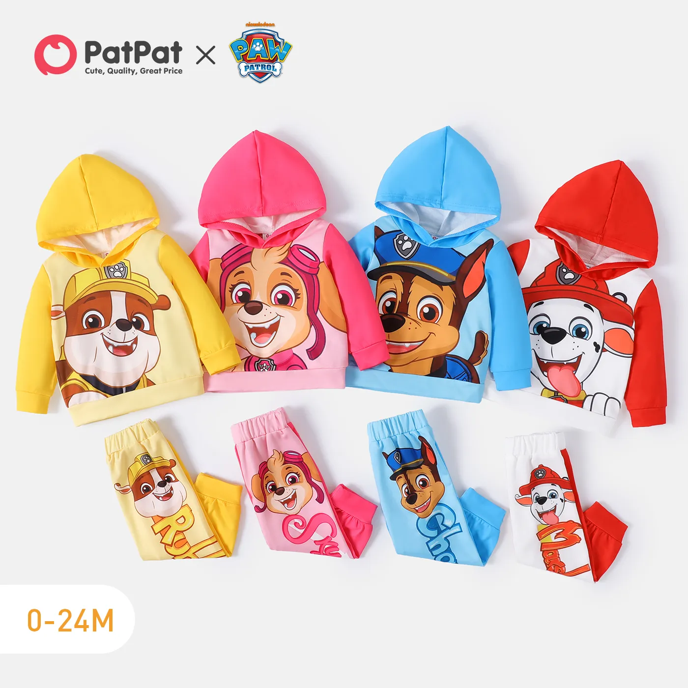 PAW Patrol Little Boy/Girl Cartoon Dog Print Long-sleeve Hoodie and Sweatpants Set