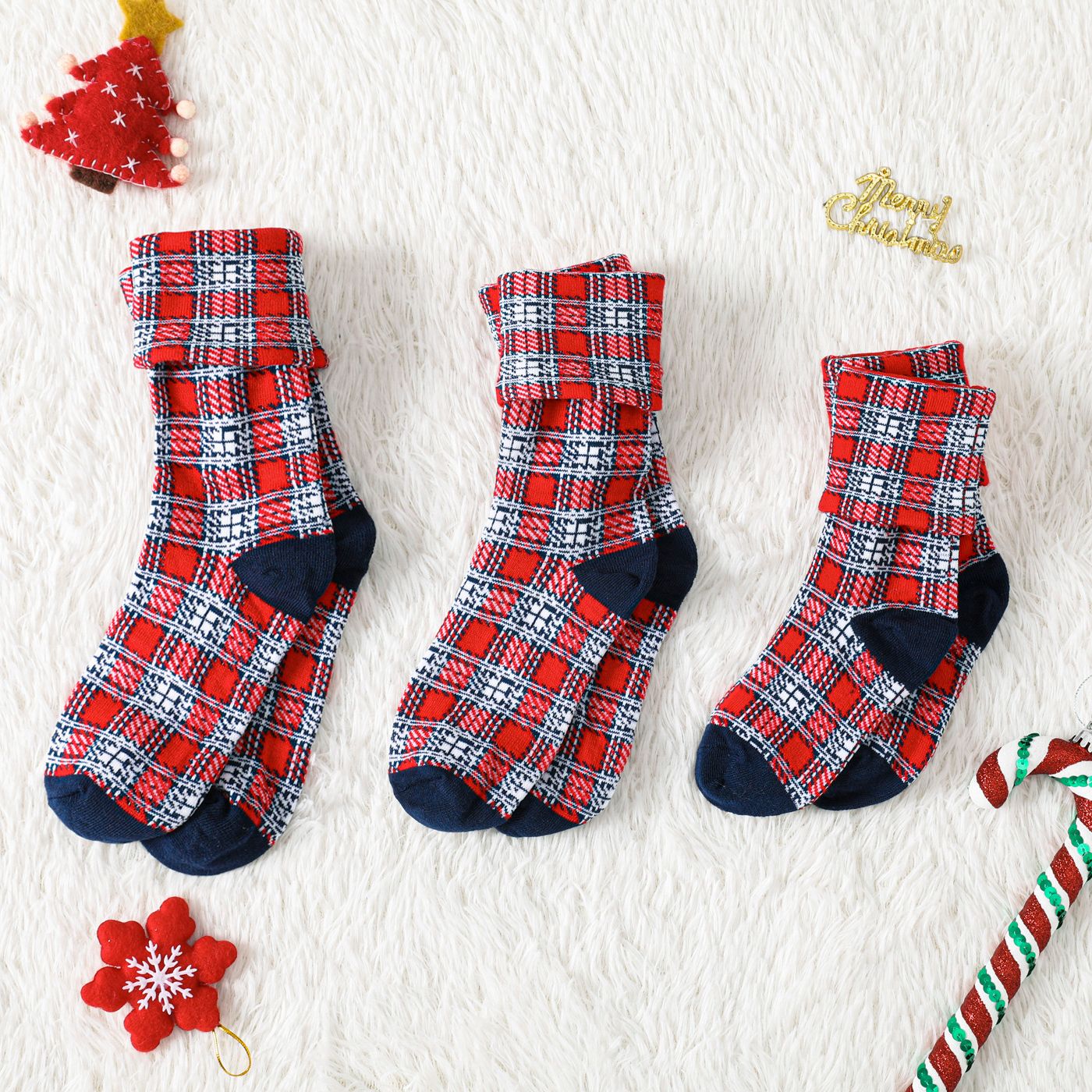 

Family Matching Christmas Plaid Pattern Thermal Crew Socks