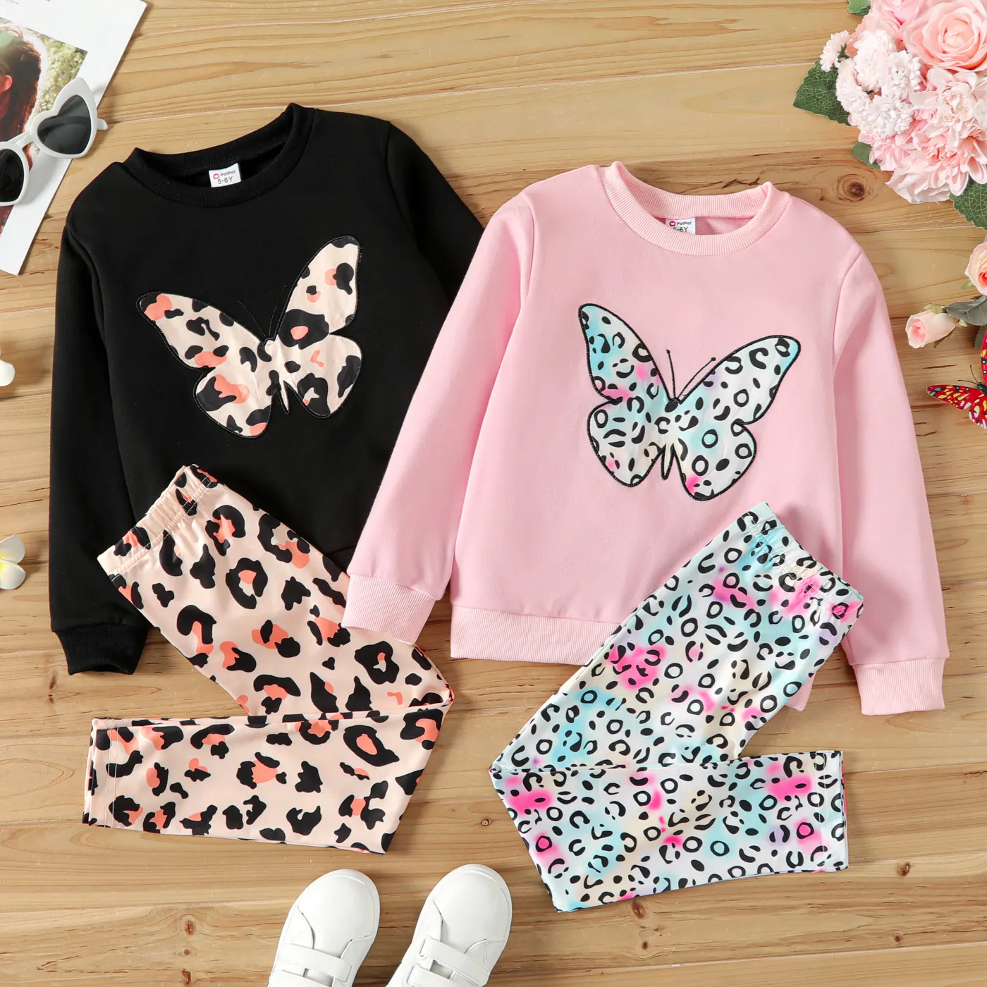 2 unidades Criança Conjuntos Menina Estampado animal Rosa image 2