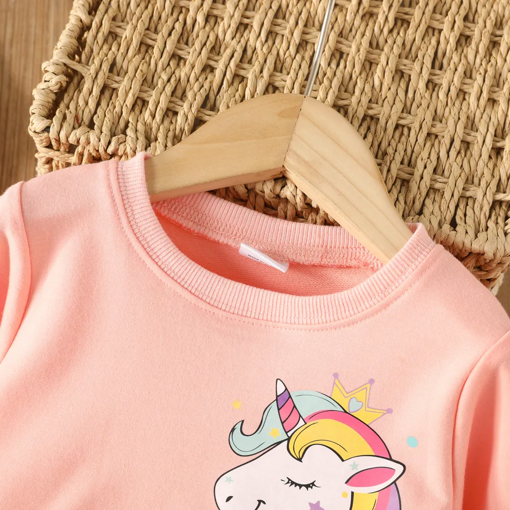 Toddler Girl Sweet Faux-two Unicorn Print Mesh Splice Fairy Dress big image 5