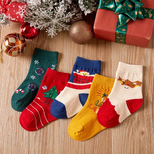 5-pairs Baby / Toddler Christmas Breathable Cozy Socks