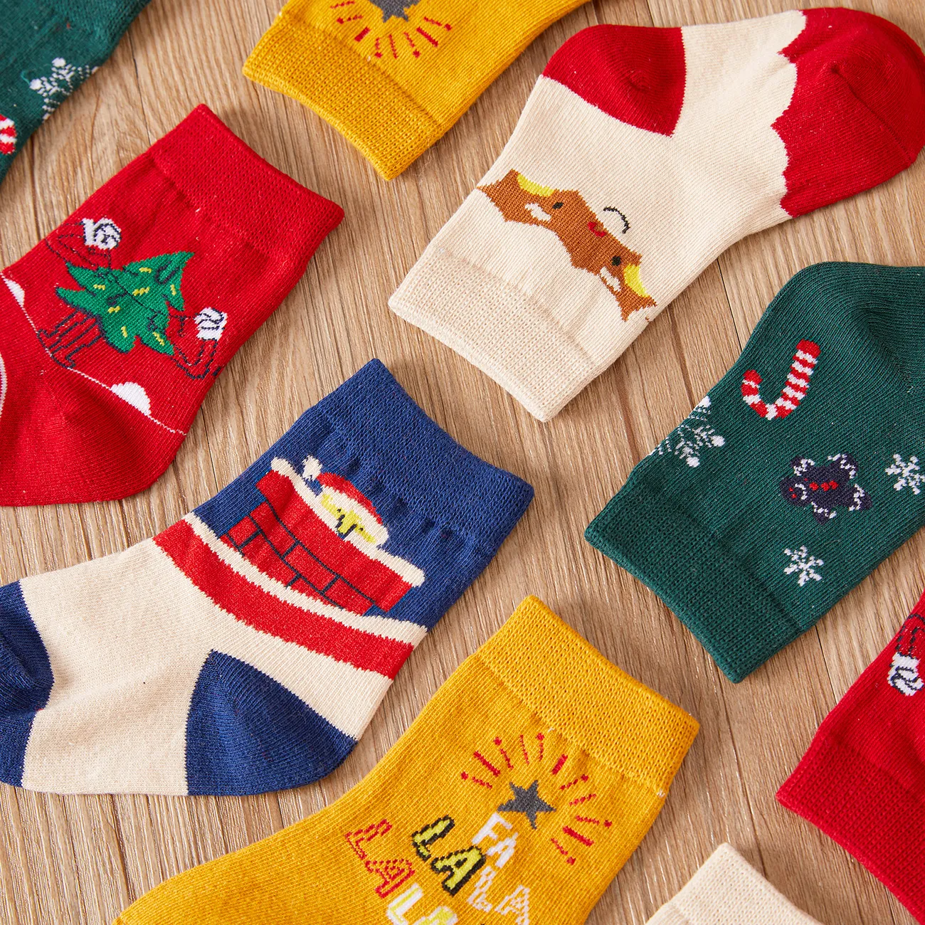 5-pairs Baby / Toddler Christmas Breathable Cozy Socks Red big image 1