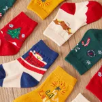 5-pairs Baby / Toddler Christmas Breathable Cozy Socks Red image 6