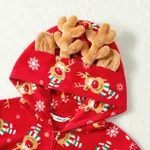 Christmas Family Matching Allover Deer Print 3D Antler Hooded Long-sleeve Red Thickened Polar Fleece Onesies Pajamas (Flame Resistant)  image 6