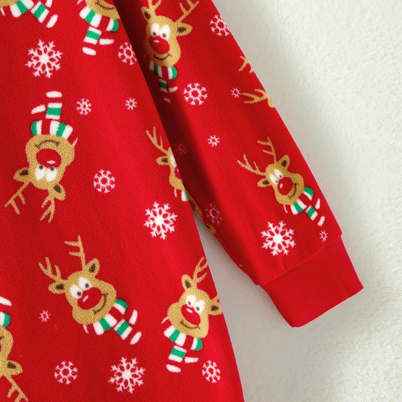 Noël Look Familial Manches longues Tenues de famille assorties Pyjamas (Flame Resistant) rouge 2 big image 1