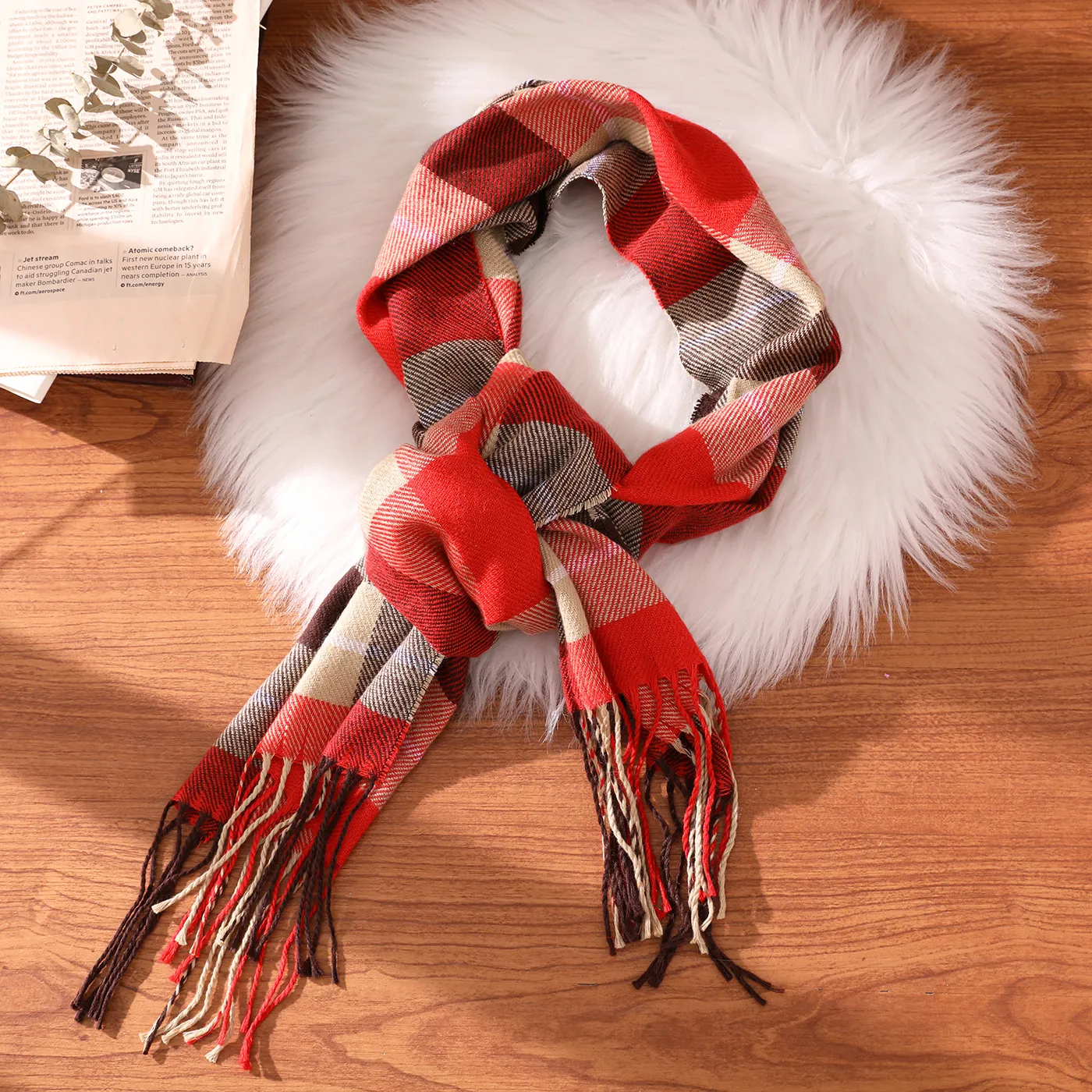 Toddler / Kid Plaid Plush Thermal Scarf