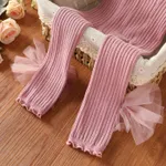 Toddler Girl Sweet Mesh Bowknot Design Solid Color Leggings  image 2