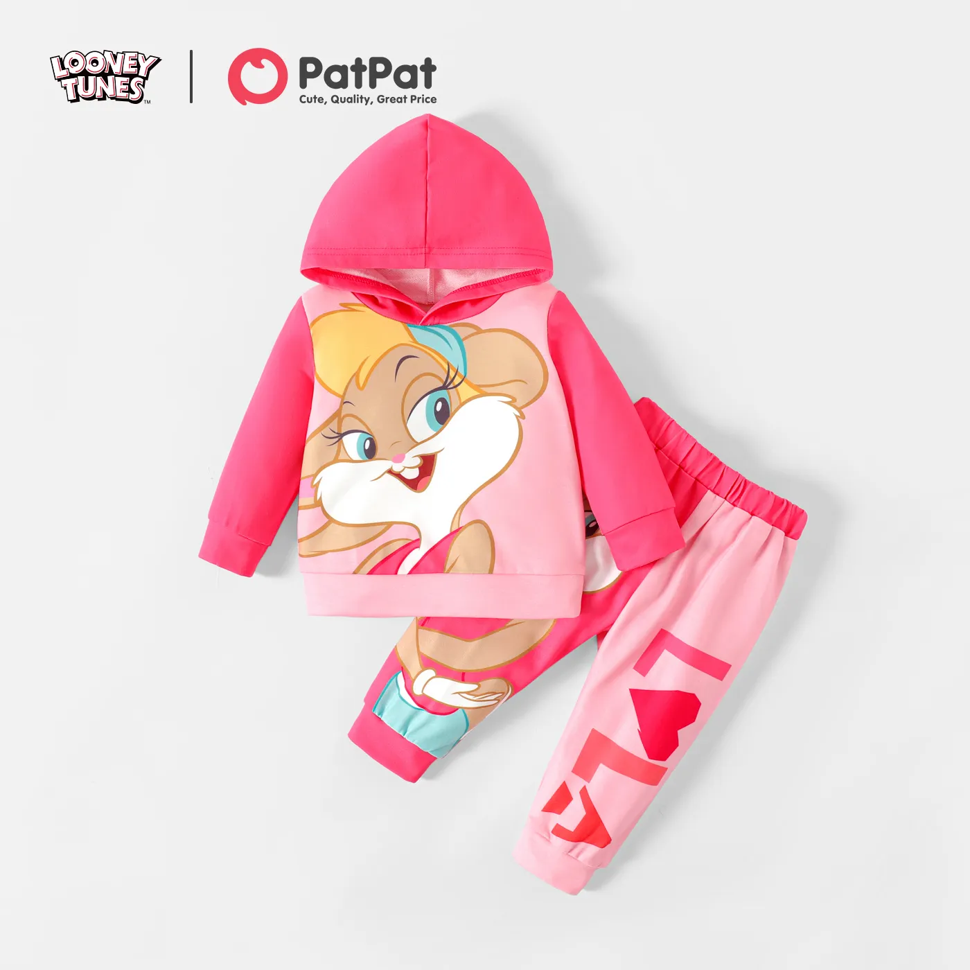 Looney Tunes 2 unidades Bebé Unissexo Com capuz Coelho Infantil Manga comprida Conjunto para bebé Rosa Quente