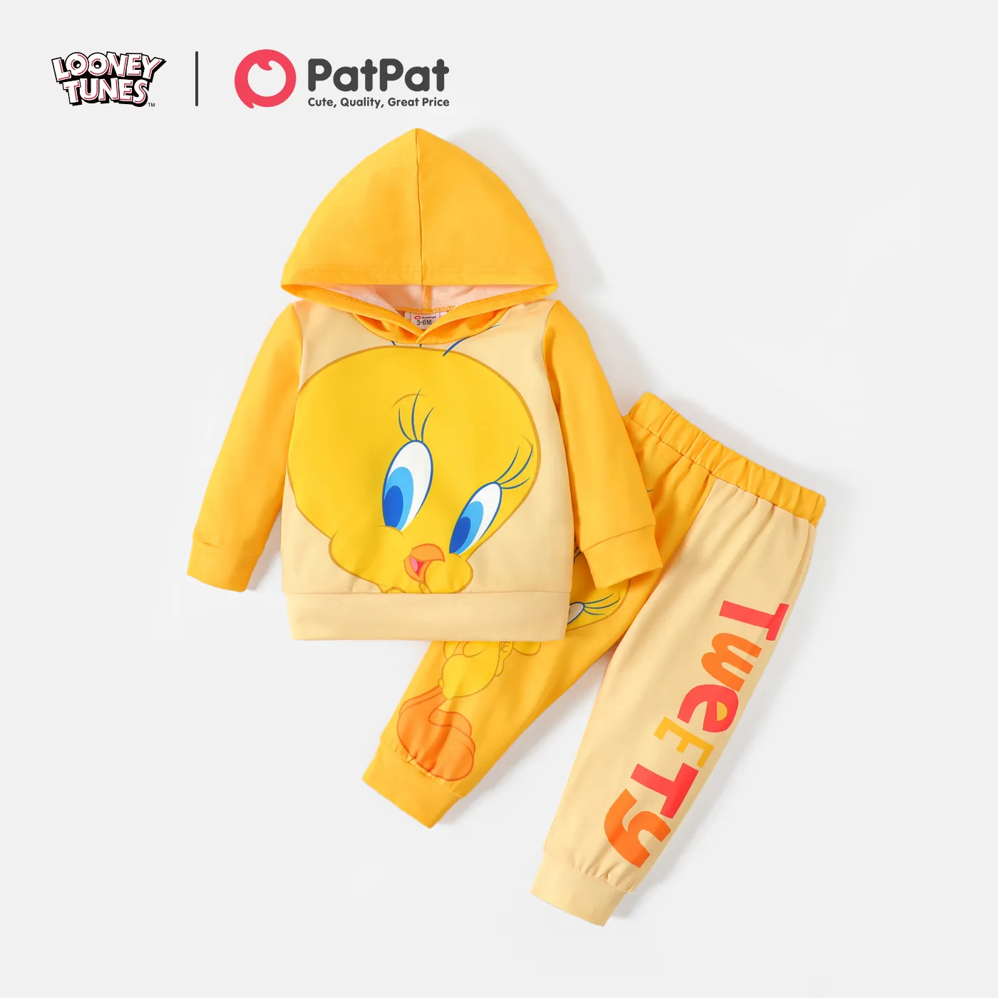 Looney Tunes 2 unidades Bebé Unissexo Com capuz Coelho Infantil Manga comprida Conjunto para bebé Amarelo