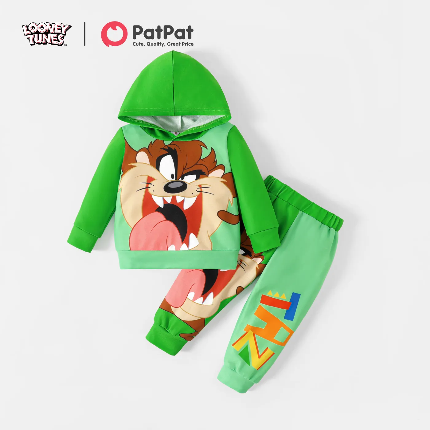 Looney Tunes 2 unidades Bebé Unissexo Com capuz Coelho Infantil Manga comprida Conjunto para bebé Verde big image 1