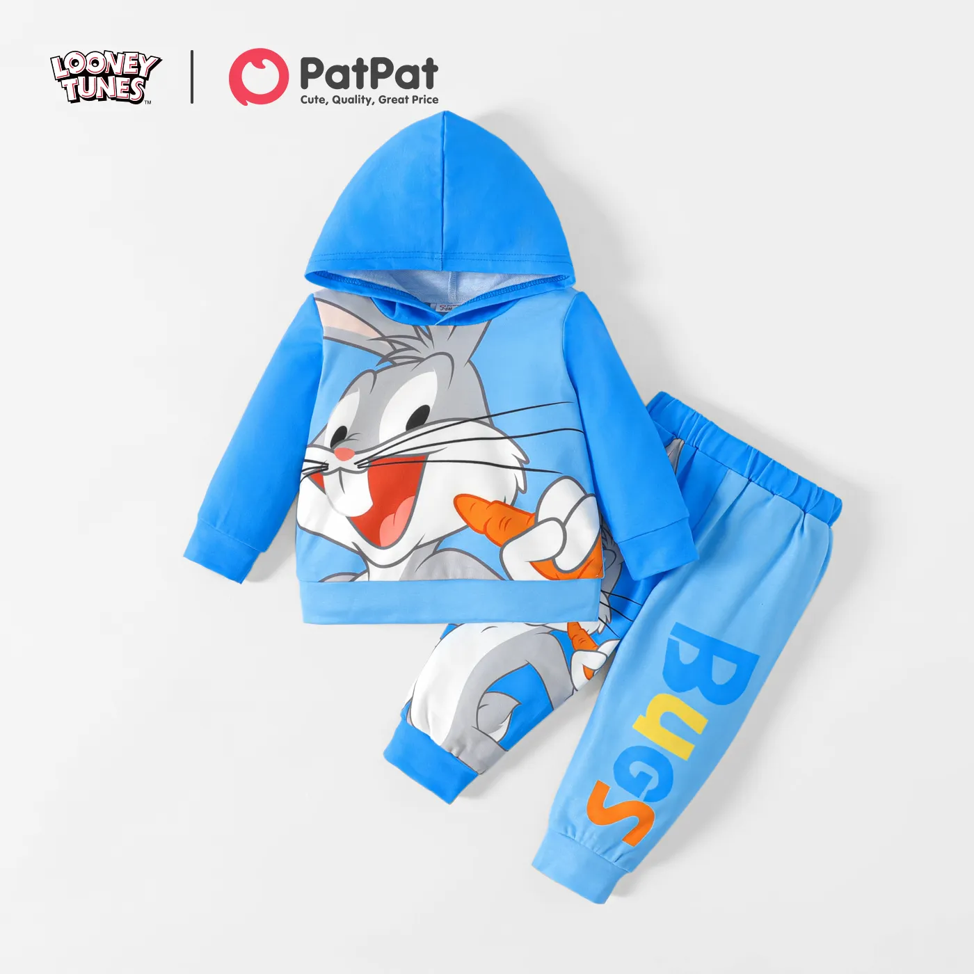 Looney Tunes 2 unidades Bebé Unissexo Com capuz Coelho Infantil Manga comprida Conjunto para bebé Azul