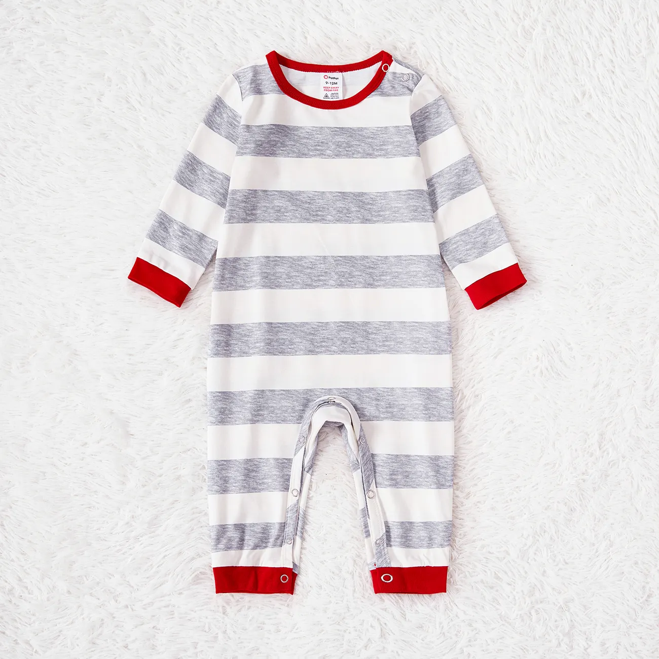 Christmas Family Matching Grey Striped Long-sleeve Naia™ Pajamas Sets  (Flame Resistant) Only CAD $19.98 PatPat CA Mobile