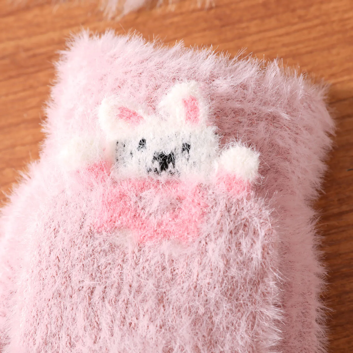 Luvas de lã de pelúcia gráficas para bebês/crianças luvas conversíveis flip luva sem dedos Rosa image 6