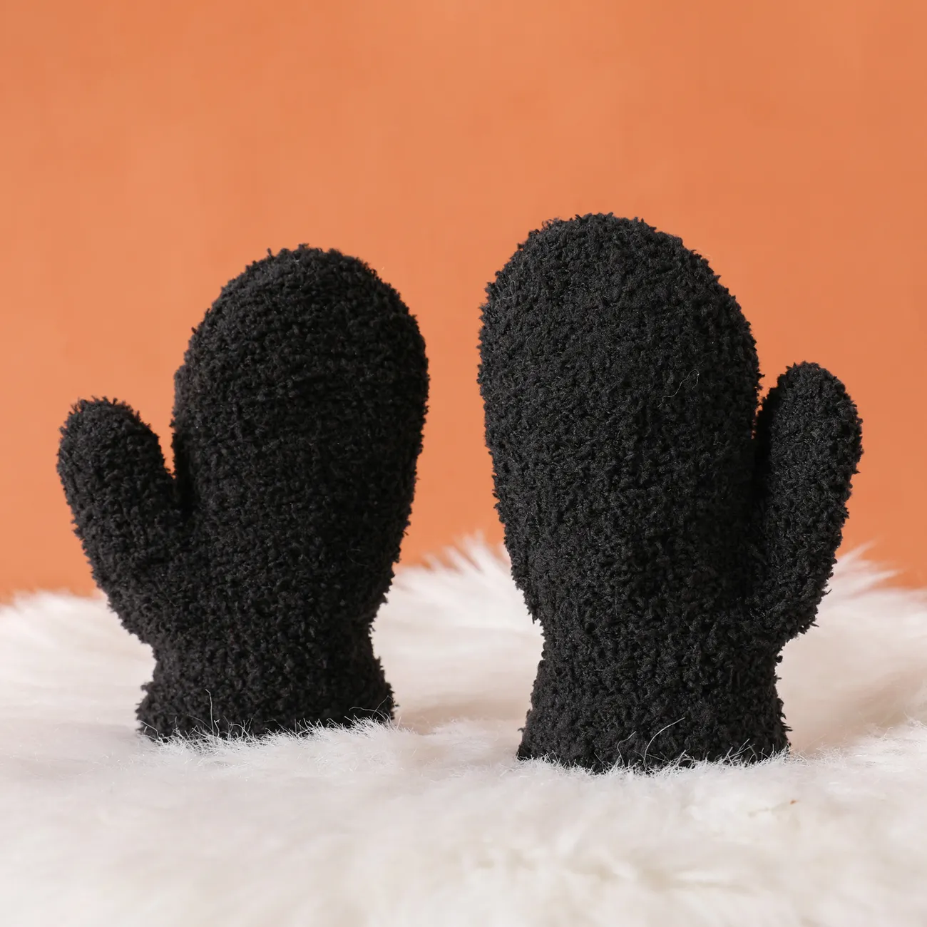 gants de mitaines thermiques en peluche pour bébés / tout-petits Noir big image 1