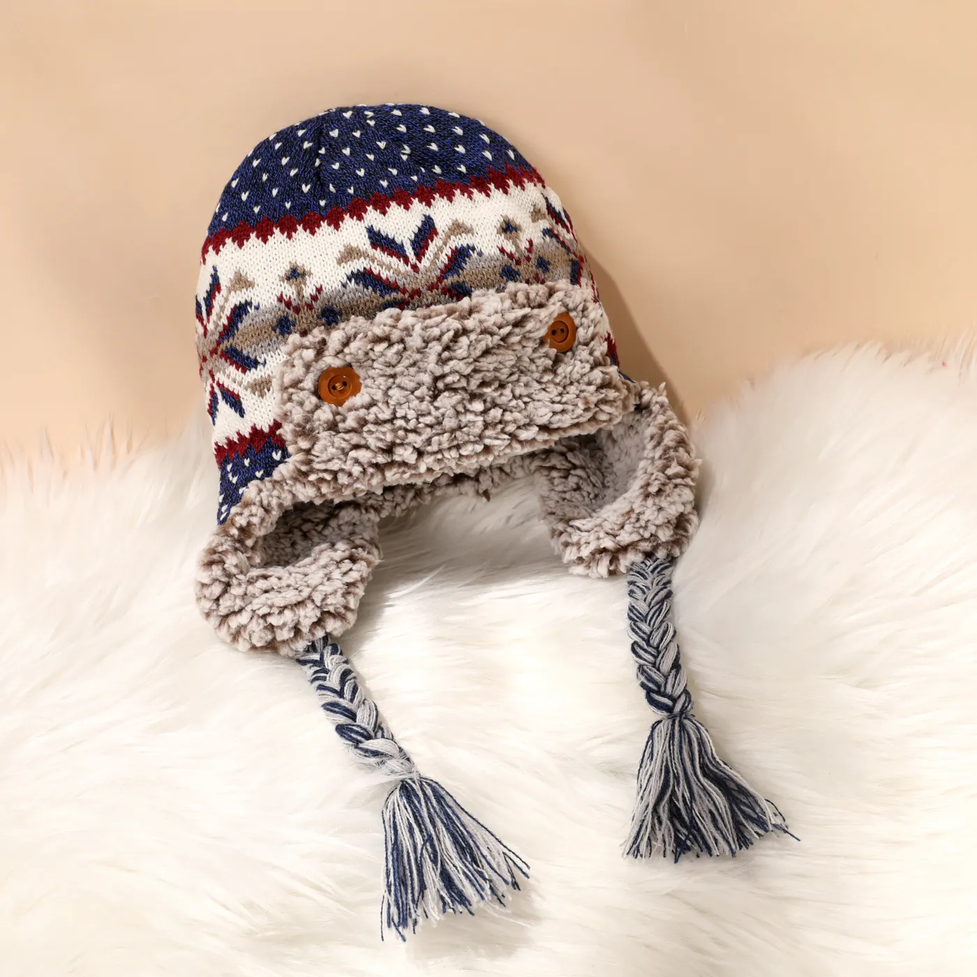 Baby Hair Braid Decor Fleece Lined Trapper Hat Blue image 6