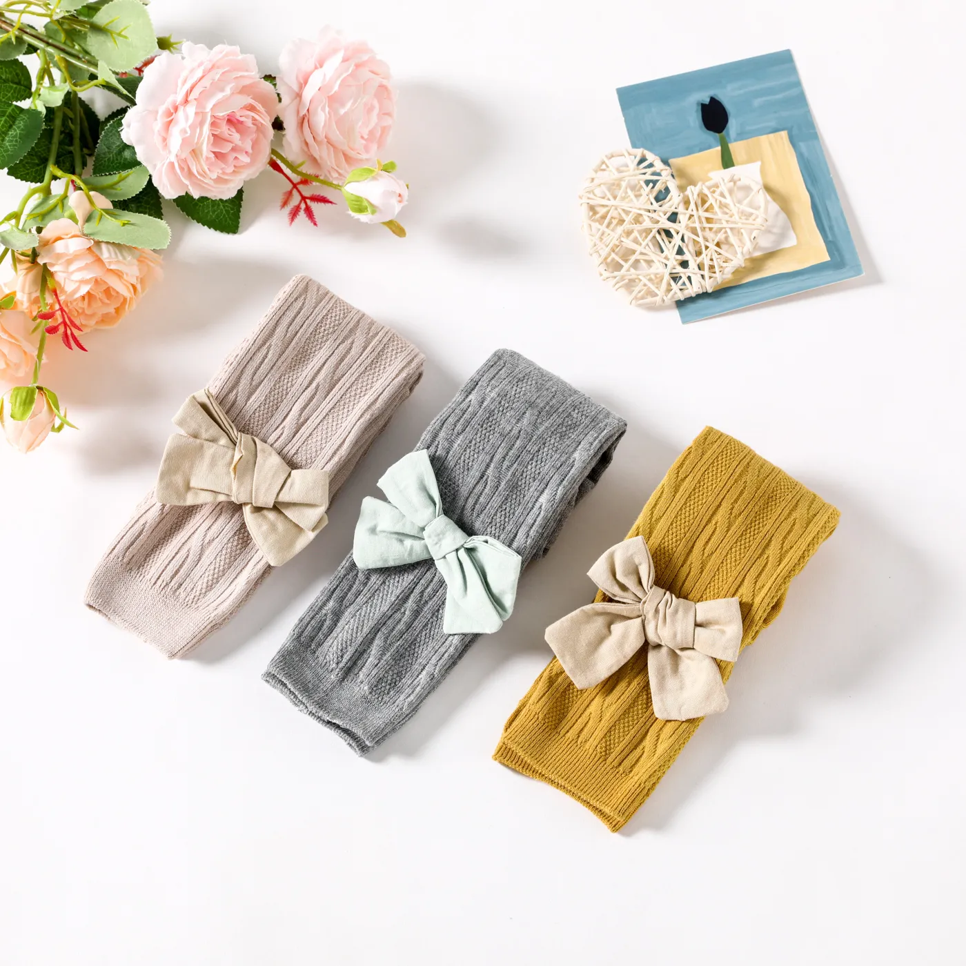 Toddler Girl Sweet Bowknot Design Knit Cotton Leggings  image 4