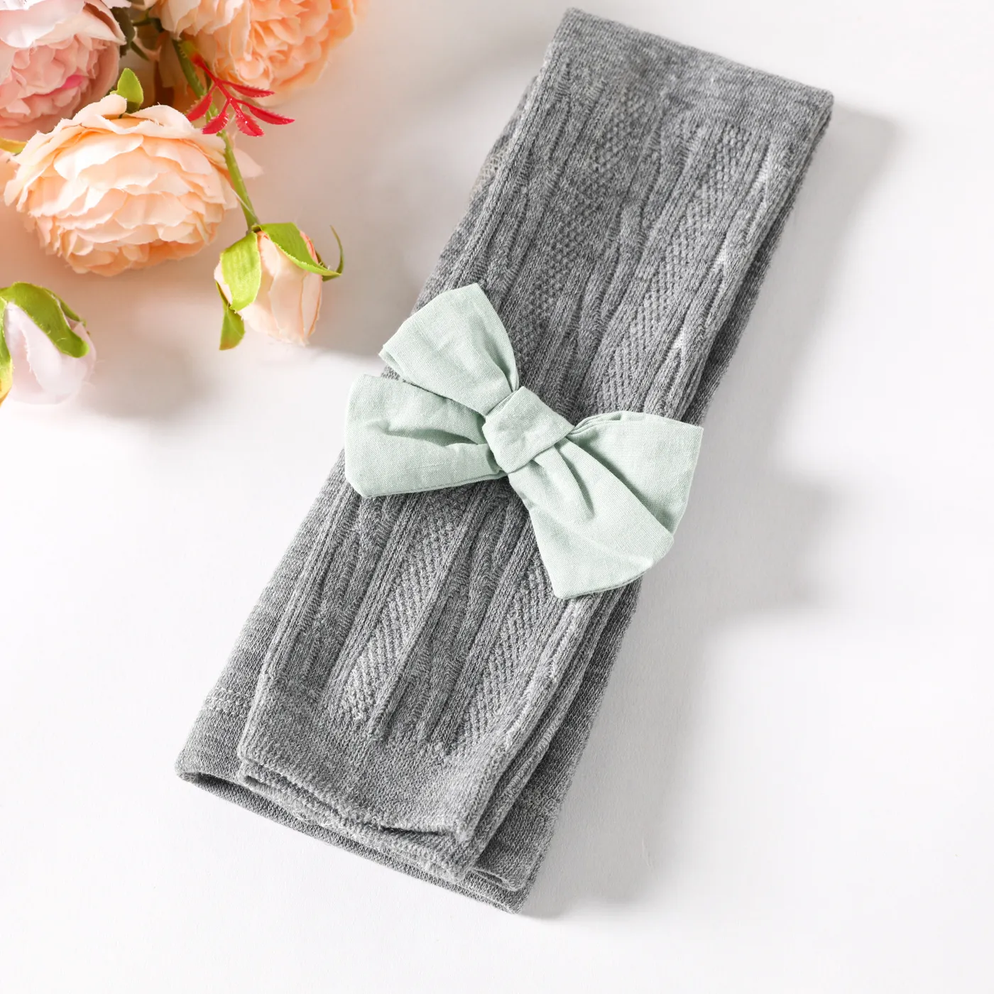 Toddler Girl Sweet Bowknot Design Knit Cotton Leggings Grey