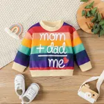 Baby Boy/Girl Heart & Letter Print Rainbow Colorblock Long-sleeve Sweatshirt  image 2