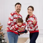 Christmas Family Matching Allover Santa Claus Print Red Long-sleeve Sweatshirts  image 3
