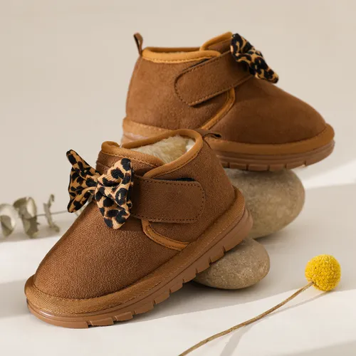 Toddler / Kid Leopard Bow Decor Fleece Lined Thermal Snow Boots