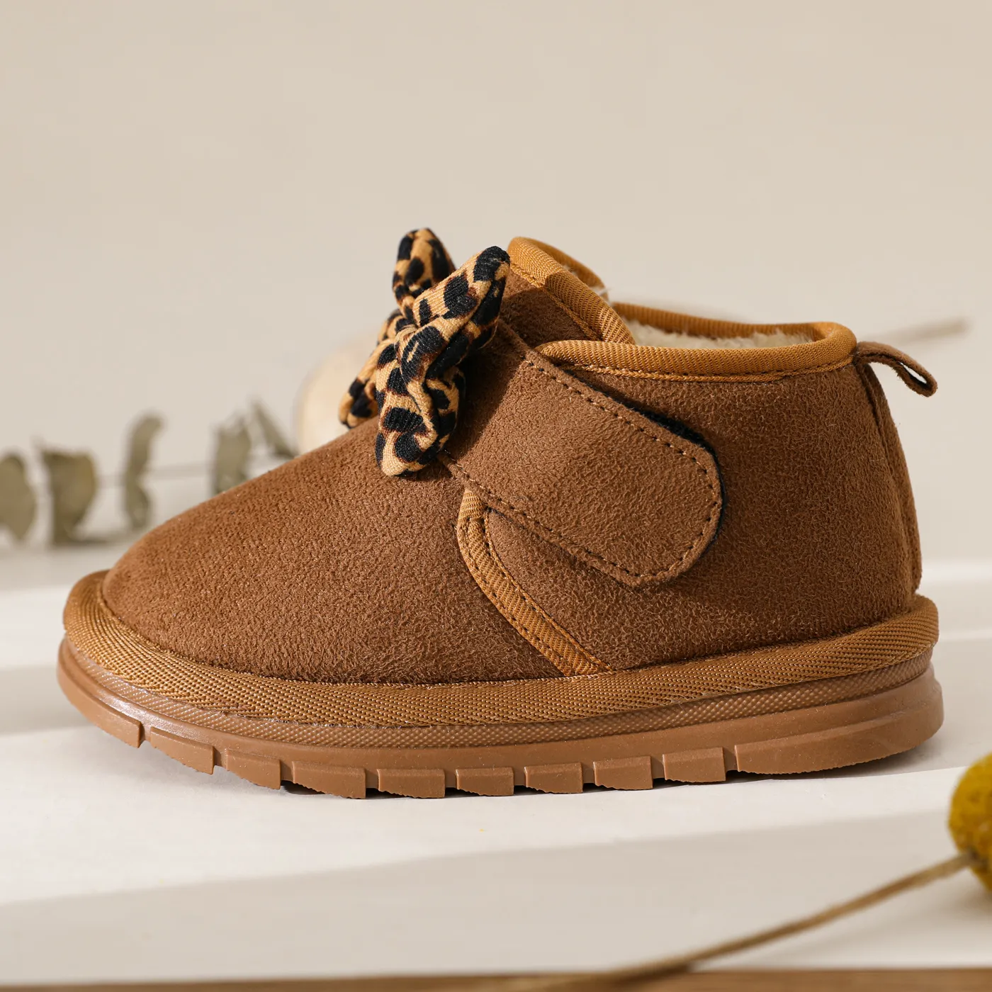 Toddler / Kid Leopard Bow Decor Fleece Lined Thermal Snow Boots Brown image 3