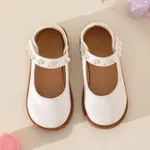 Toddler / Kid Faux Pearl Decor White Flats  image 4