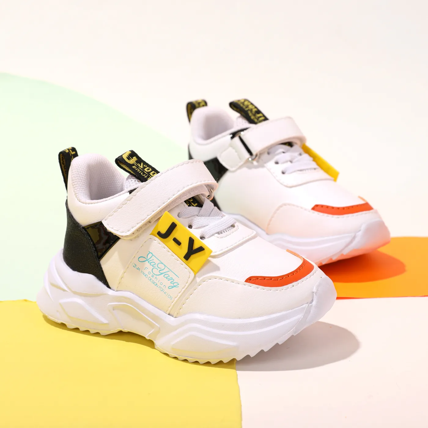 Toddler / Kid Letter Graphic Velcro Strap Sneakers White big image 1