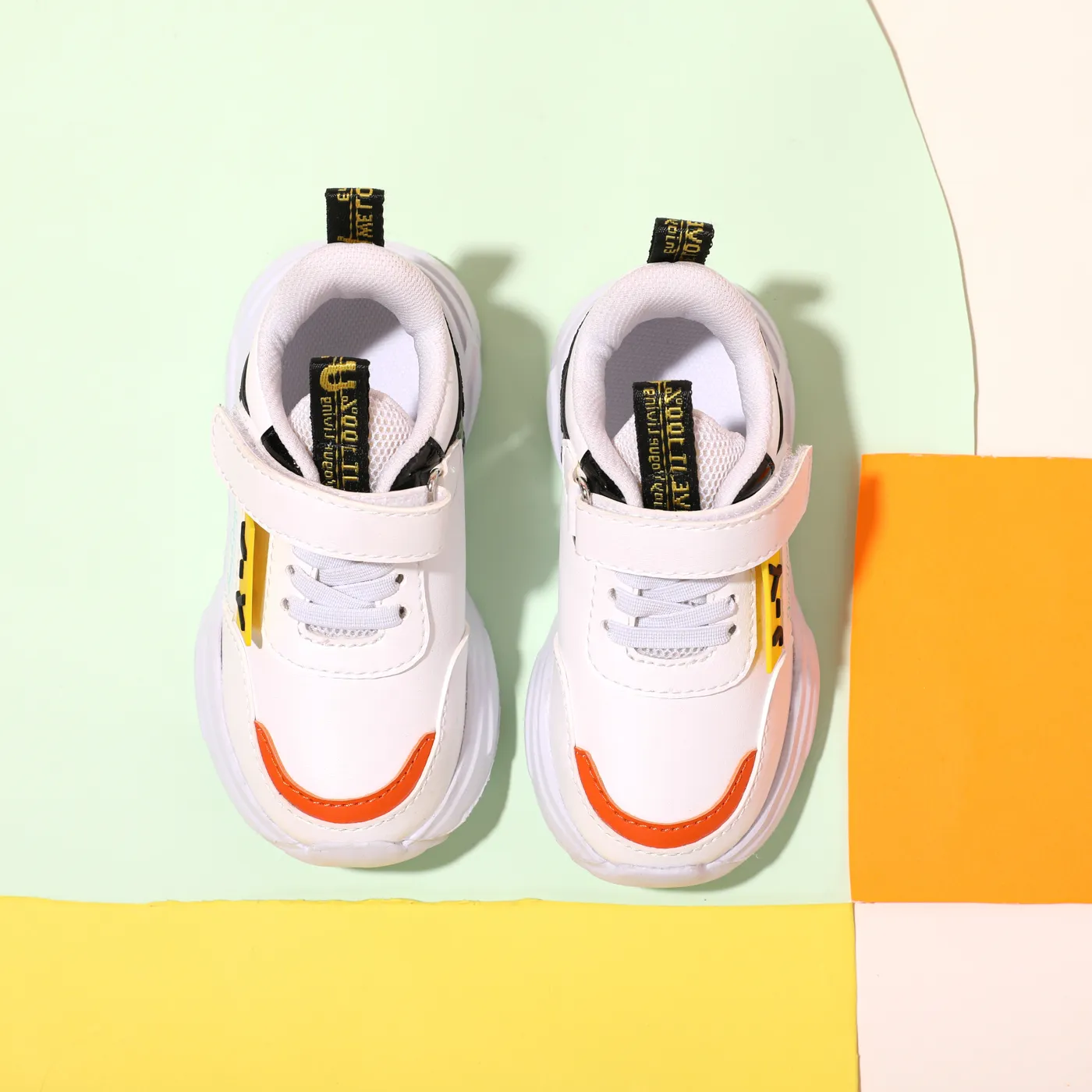 Toddler / Kid Letter Graphic Velcro Strap Sneakers White image 3