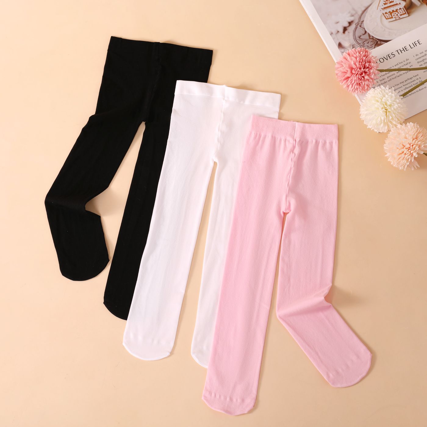 3-pack Baby Solid Pantyhose Tights For Girls