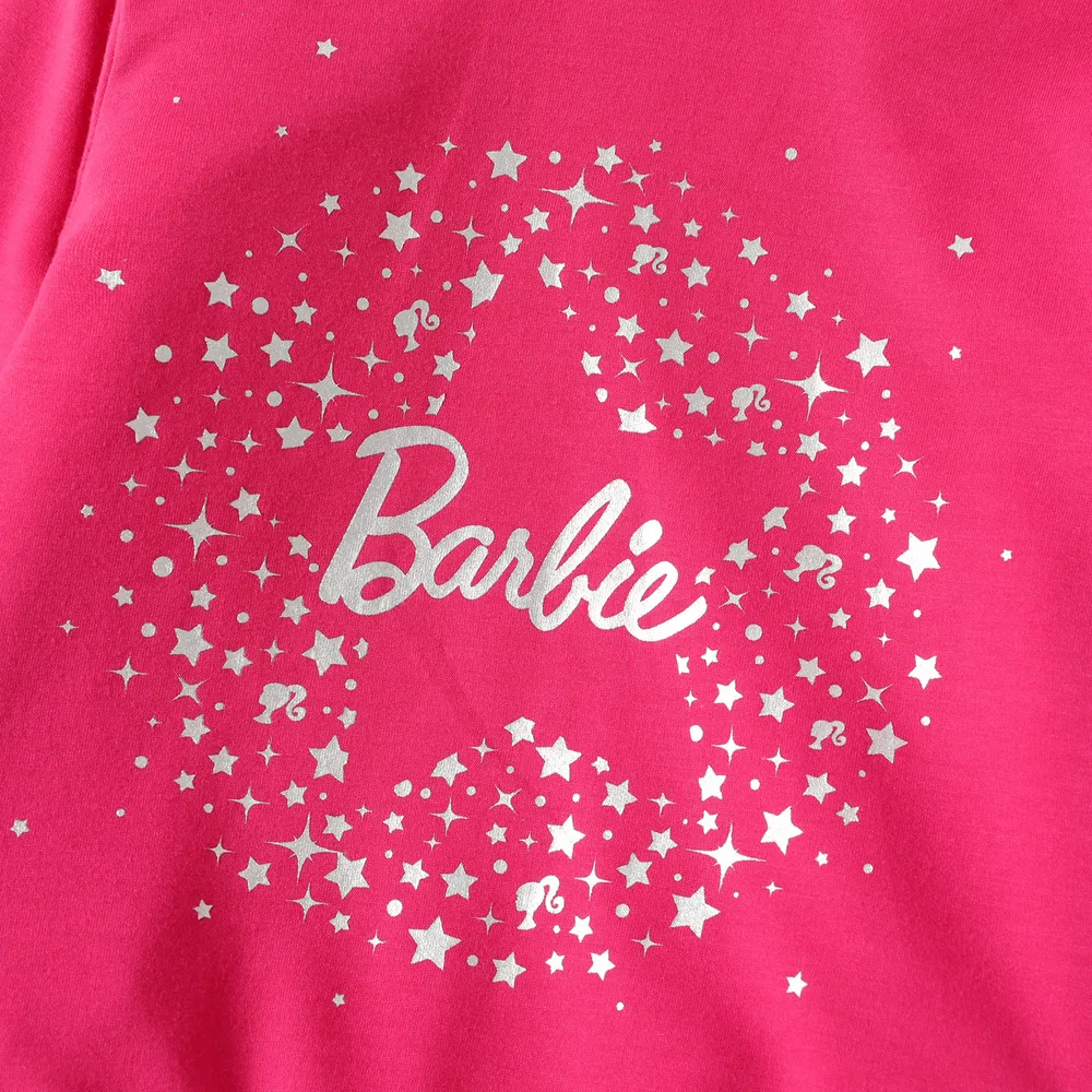 Barbie 2pcs Toddler Girl Character Print Pink Hoodie Sweatshirt and Flared Pants Set  big image 3