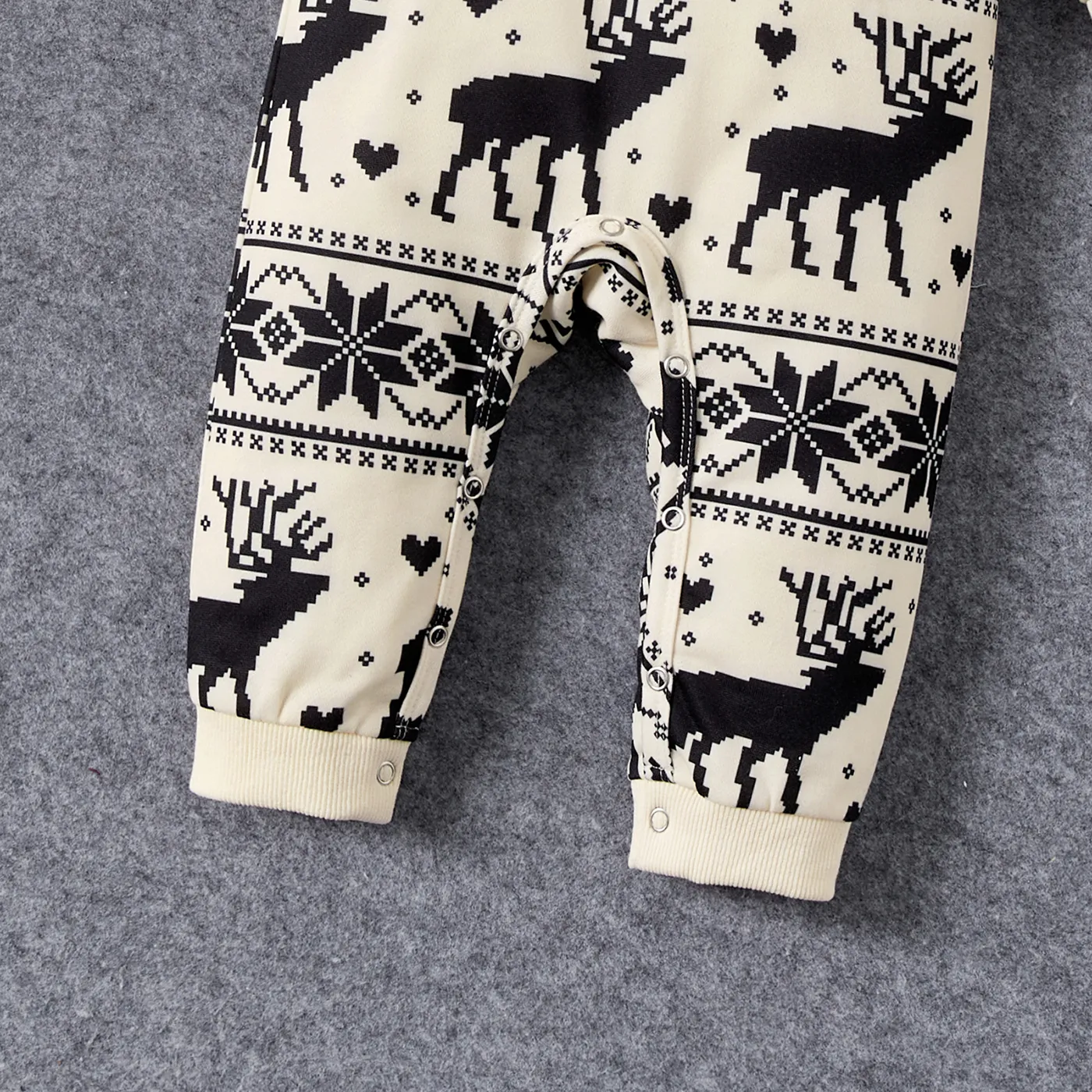 Christmas Family Matching Allover Deer & Snowflake Print Long-sleeve Hoodies BlanchedAlmond image 4