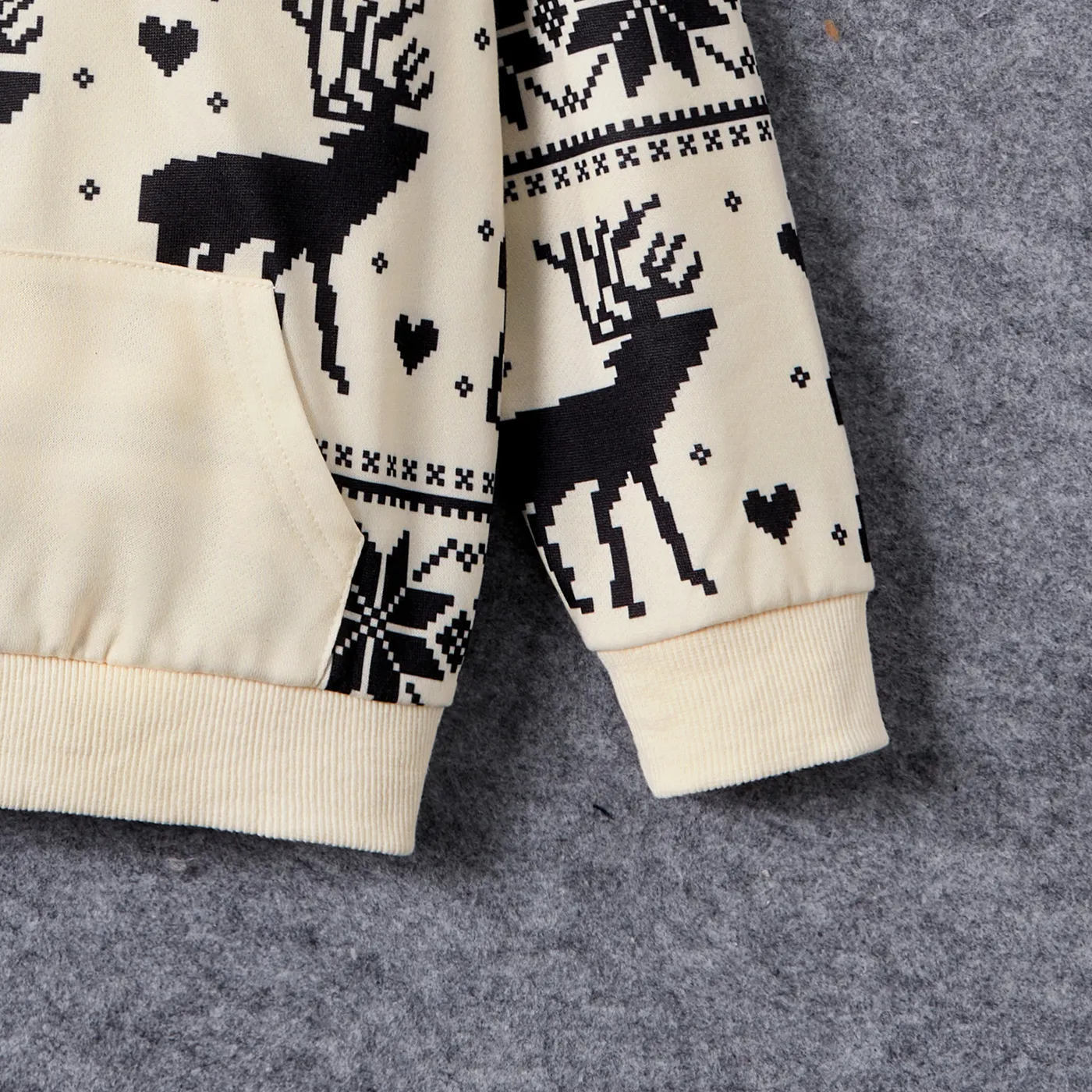 Christmas Family Matching Allover Deer & Snowflake Print Long-sleeve Hoodies BlanchedAlmond image 6