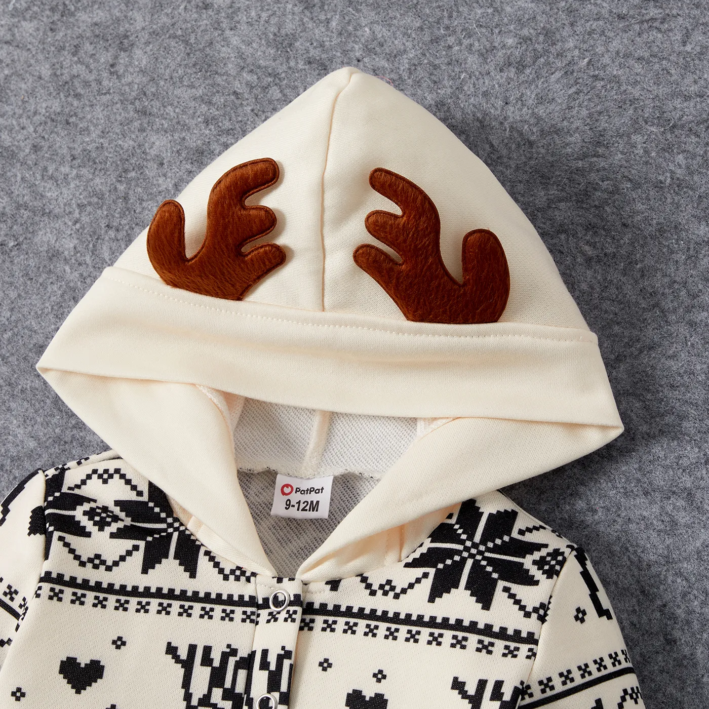 Christmas Family Matching Allover Deer & Snowflake Print Long-sleeve Hoodies BlanchedAlmond image 3