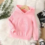 Toddler Boy/Girl Face Graphic Textured  Solid Color Hoodie Sweatshirts Pink