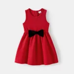 Family Matching Bow Front Red Heart Textured Tank Dresses and Long-sleeve Corduroy Shirts Sets  image 3