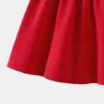 Family Matching Bow Front Red Heart Textured Tank Dresses and Long-sleeve Corduroy Shirts Sets  image 5