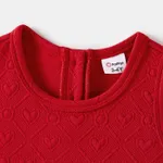 Family Matching Bow Front Red Heart Textured Tank Dresses and Long-sleeve Corduroy Shirts Sets  image 4