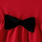 Family Matching Bow Front Red Heart Textured Tank Dresses and Long-sleeve Corduroy Shirts Sets  image 6