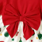 Christmas Baby Girl Bow Front Solid Long-sleeve Spliced Print Dress  image 5